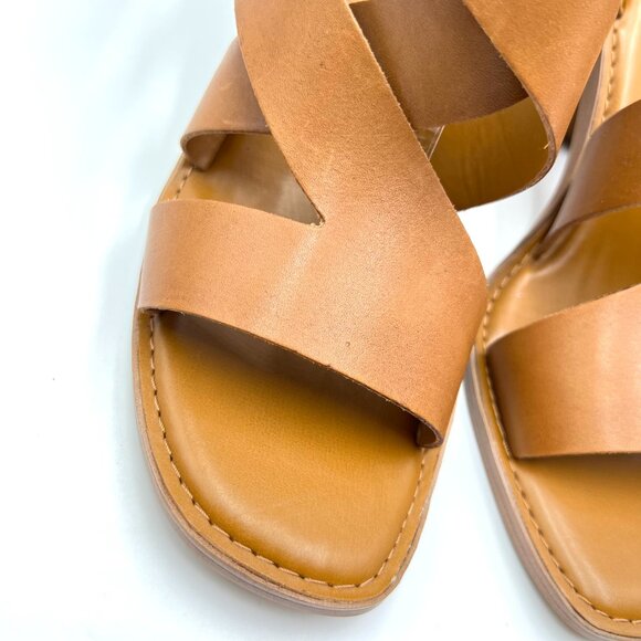 Franco Sarto Womens Size 11 Brown Leather Block Heels Sandals Shoes - Picture 4 of 14